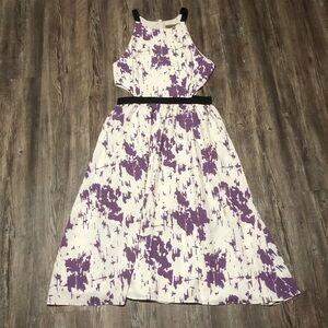 Karen Zambos Dress Women's Medium Tara Purple Spotted Cutout Sleeveless Maxi
